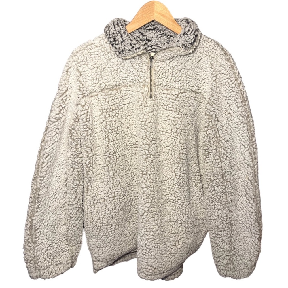 Thread + Supply Fuzzy Grey Quarter Zip Sweatshirt
